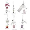 Lovely Phone Charm Colorful Beaded Keychain Acrylic Alloy Keyring Bag Accessory