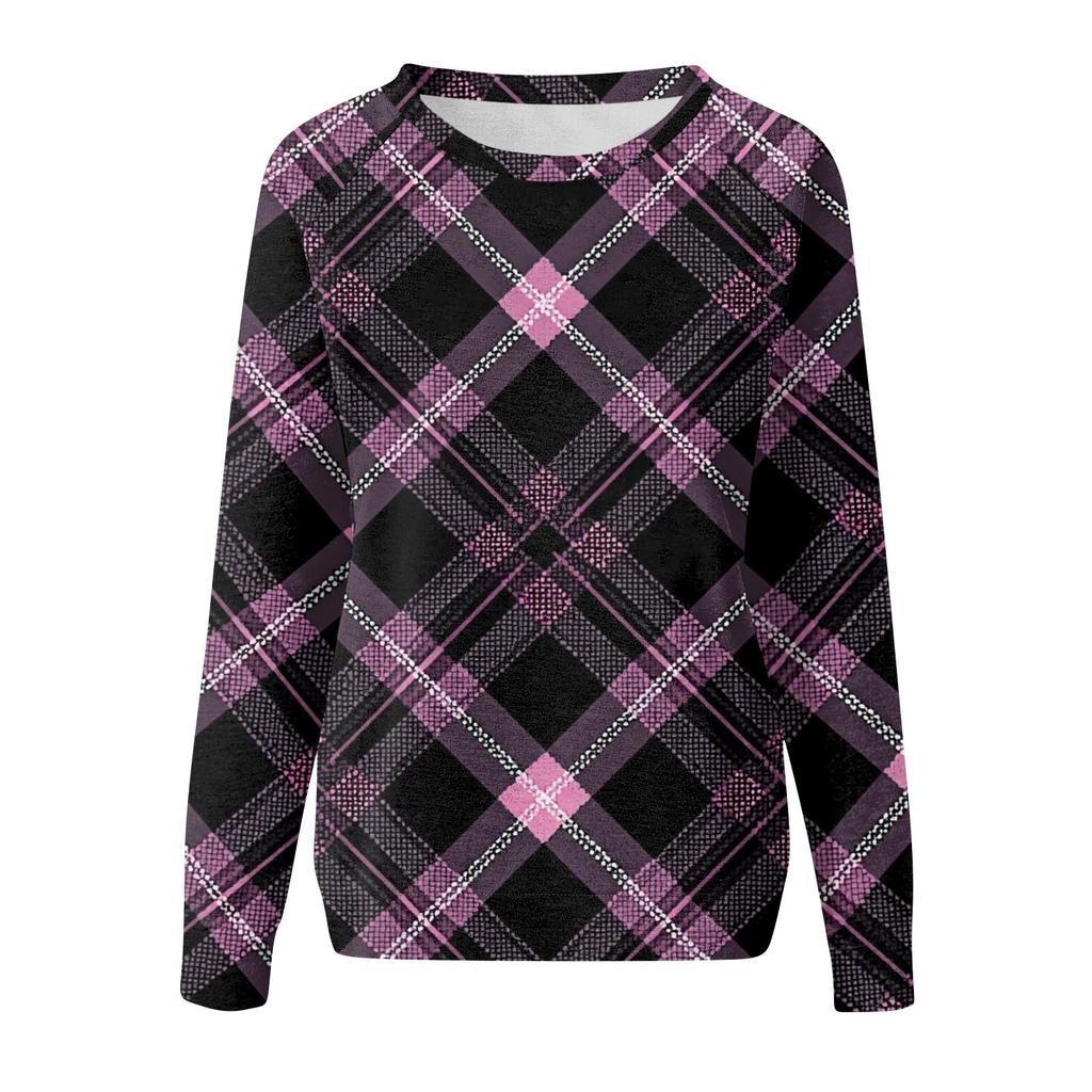 Damen Modisches Rundhals Schulter Langarm Bedrucktes Lässiges Pullover-Oberteil