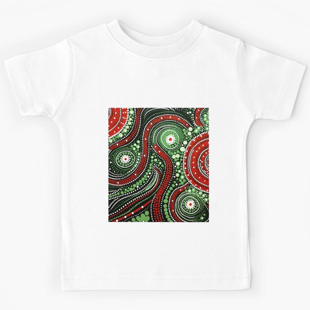 Aboriginal Inspired Dot Art - Rural Life Kids T-Shirt 140