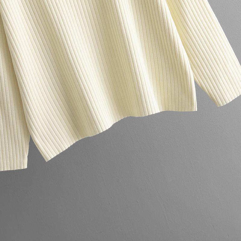 QICED Solid-color Knitted High-neck Zipper Sweater Set for Women's Autumn and Winter Fashion Casual Sweater Set