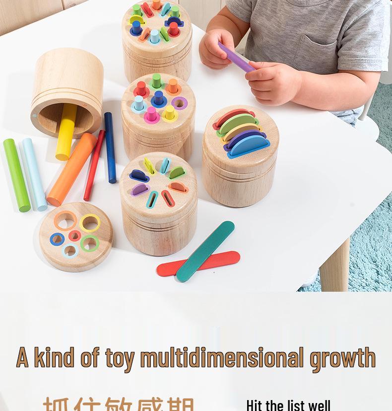 Wooden Color & Shape Sorting Cylinder for Kids (Ages 3-6) - Educational Pencil Holder Toy