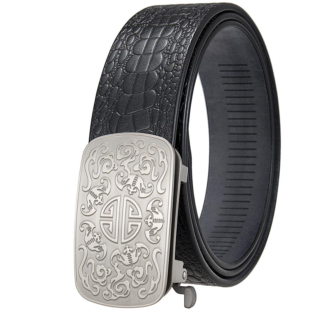 

Ремень из коровьей кожи с рисунком беззубца аллигатора, мужской, титановая пряжка, беззубец, пряжка Ly39-25746-8 110-130CM