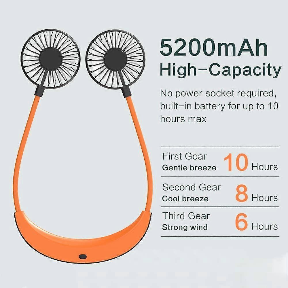 Ventilateur de cou, Ventilateur personnel pliable mains libres, Ventilateur portable rechargeable par USB