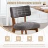Modern Mid-Century Style Dining Chair Set of 2, Solid Wood Legs Fabric Upholstered Seat for Kitchen, Dining Room or Office (gray Linen Fabric)