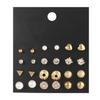 12 Pcs/Set Crystal Alloy Round Ball Gold Color Stud Earrings Vintage Silver Color Simulated Pearl Earring Set for Women