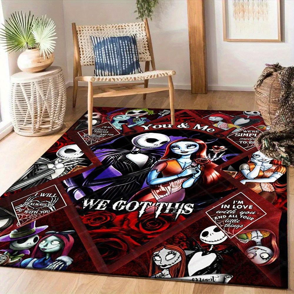 1pz Tappeto The Nightmare Before Christmas, Tappeto da Area, Camera da Letto e Sala Giochi, Resistente, Antimacchia e Facile da Pulire, Soggiorno