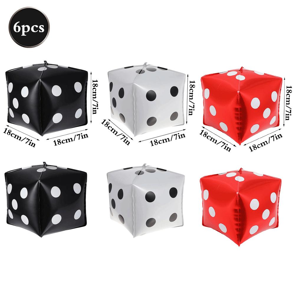 Casino Party Decoration Dice Balloon Lucky 7 Foil Balloon Latex Poker Balloons Casino Poker Party Las Vegas Wedding Decorations