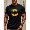 European Sizes Men's Batman Logo T-Shirt Oversized Fit - Iconic Black & Yellow Superhero Emblem