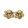 Medieval vintage silver needle with diamonds pearl flower stud earrings exquisite light luxury earrings niche high-end earrings women