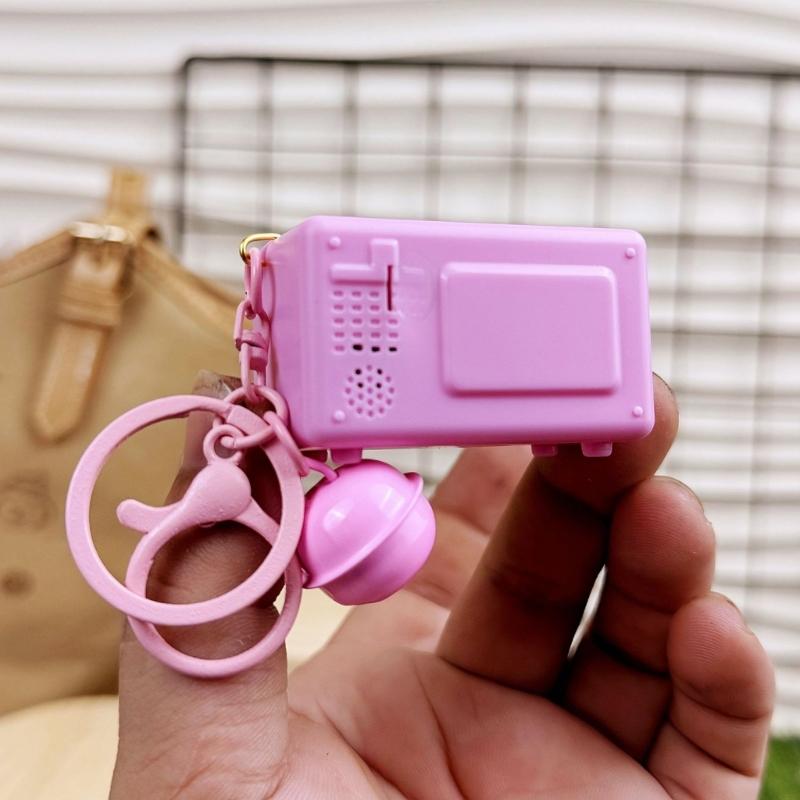 Realistic Pretend Microwave Keyring Fit for Phones Educational Role Play Toy With Rotating Knob And Light Sound Effects