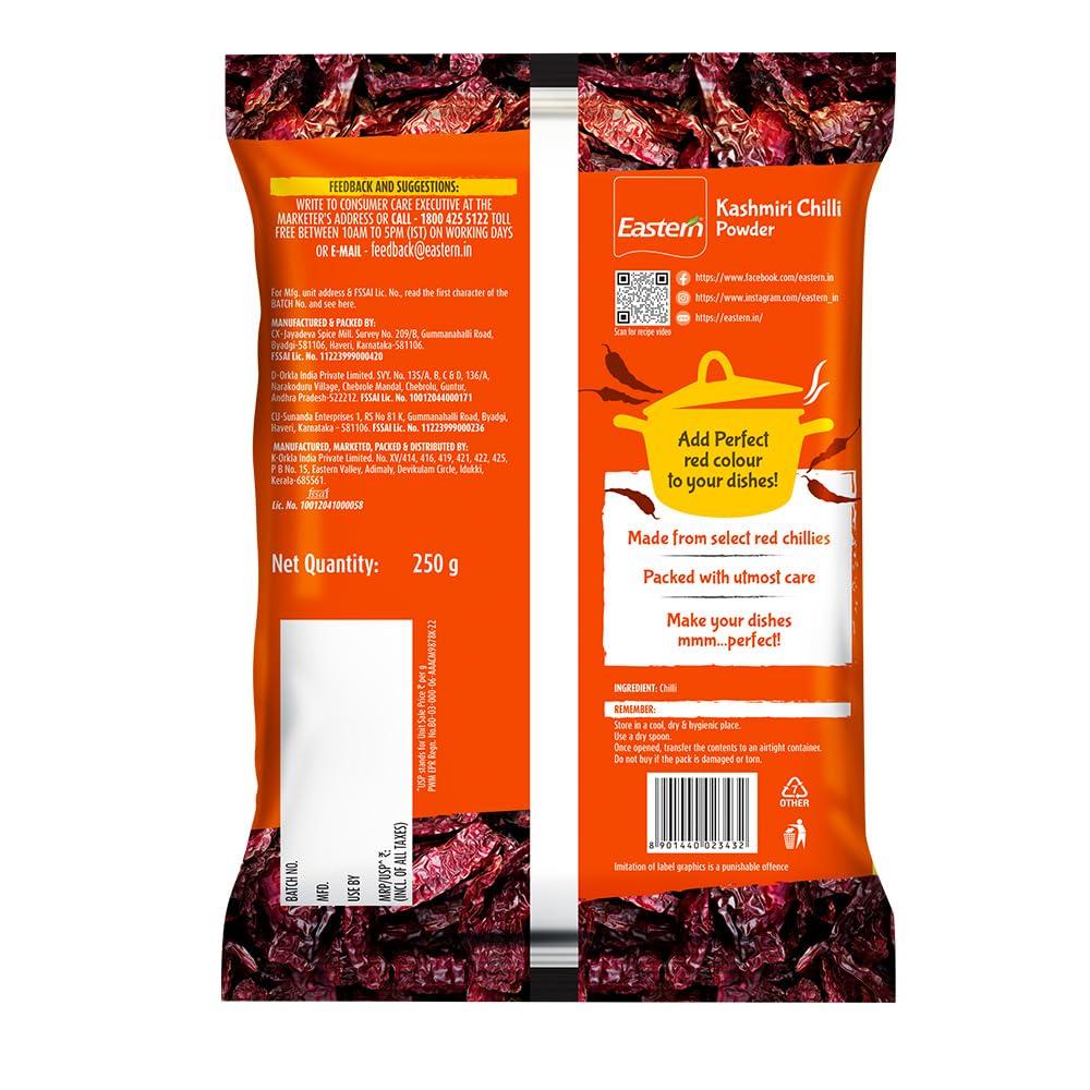 Východokashmírský červený chilli prášek Ručně sbíraný Sušený na slunci Autentické indické koření pro živé barvy a chuť Balení 250 g