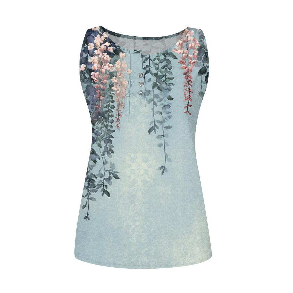 Bayan Tank Top V Yaka Temel Rahat Baskı Dökümlü Yaz Kolsuz Derin Yan Kesim Kadınlar için Tops