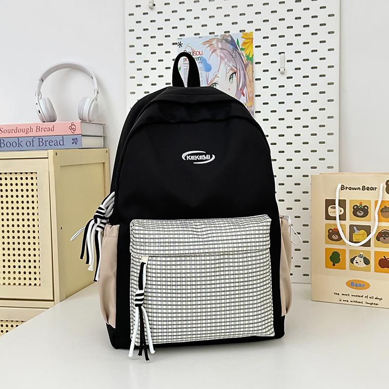

School bag ins fresh plaid candy color girl school bag junior high school casual versatile large capacity