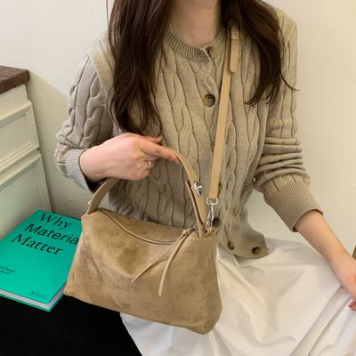 Herfst en winter Maillard kleur suède retro mode schouder messenger damestas eenvoudige veelzijdige tas