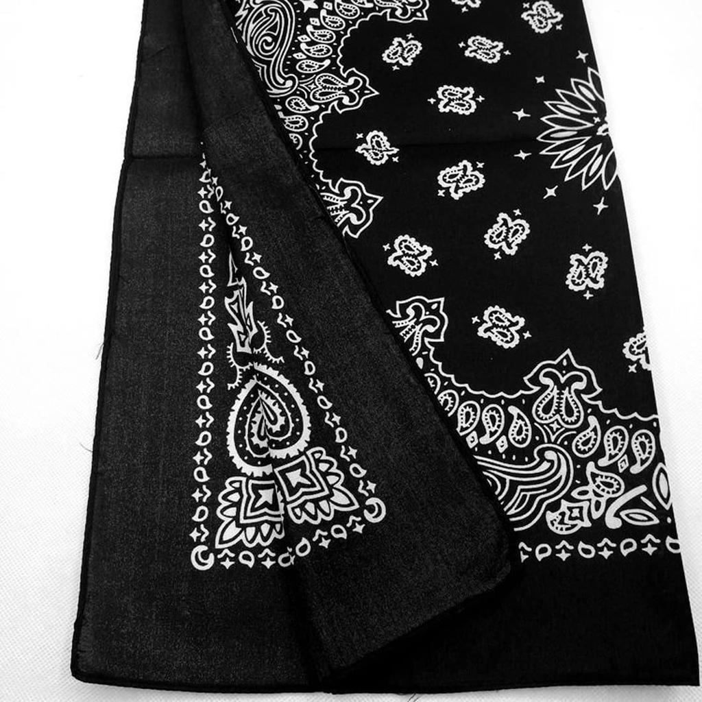 Trifong Bandana Black Paisley Unisex 100% Cotton 55cm X 55cm KC-E