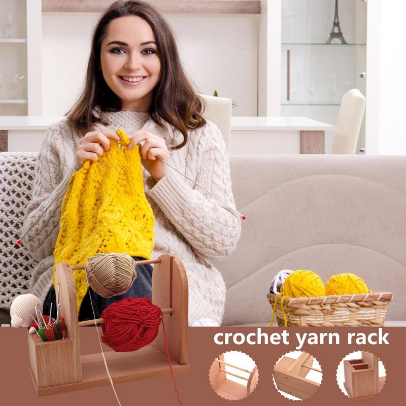

Yarn Spool Dispenser Double Rotating Crochet Yarn Holder Wooden Yarn Storage Organizer Stable Yarn Spinner Rack With Slots For United States
