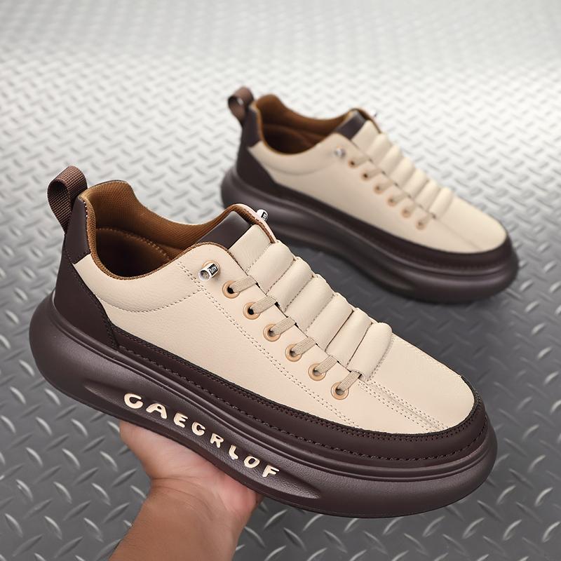 Fashion Thick Bottom Men's Vulcanize Shoes New Fashion Male Sneakers Comfort Lightweight Casual Leather Shoes Outdoor Walking Footwear