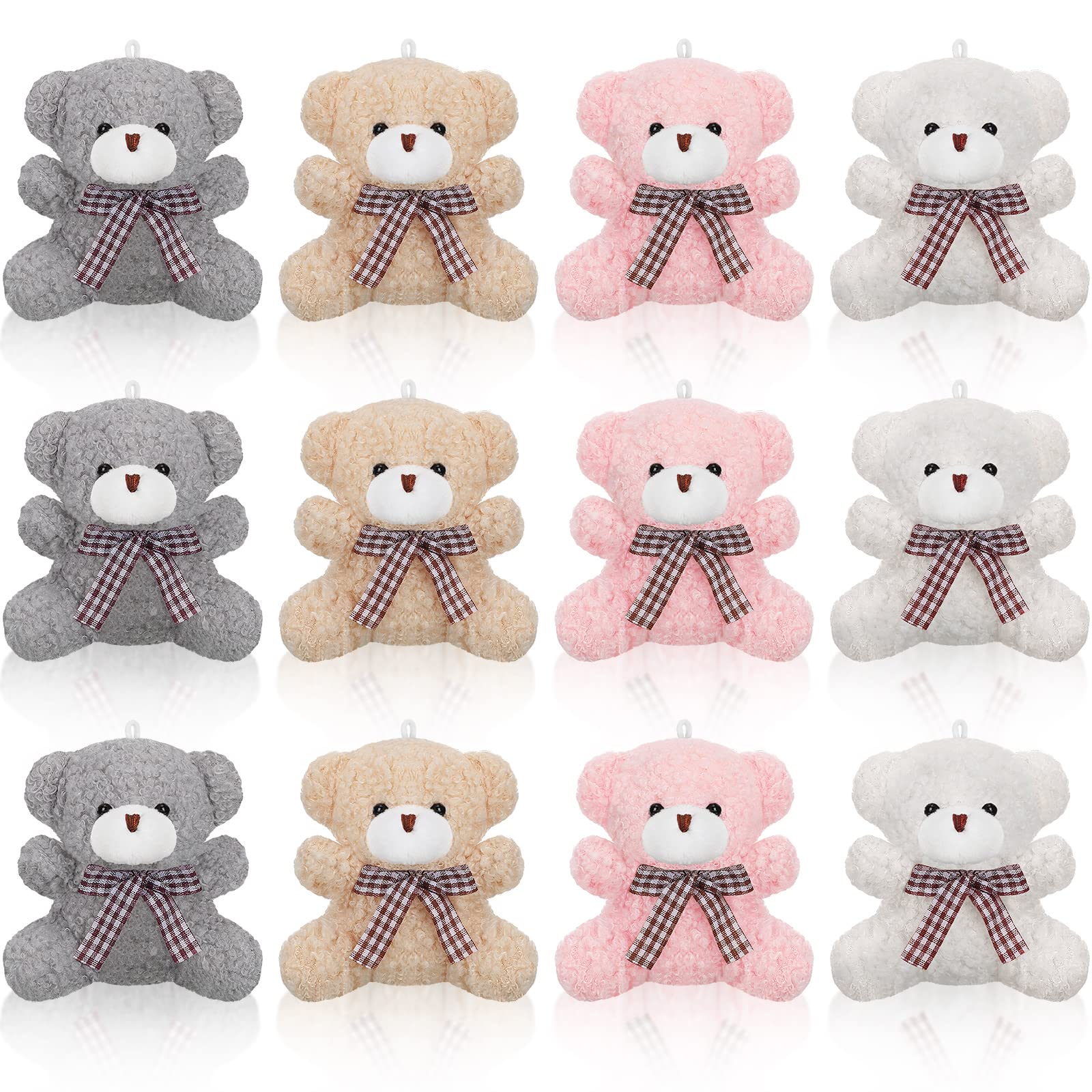 

12-100pcs Plush Bear Stuffed Animal Bulk Mini Bear Keychain designed for Birth Date Infant Shower Celebration Favor Classroom Gifts -A9639