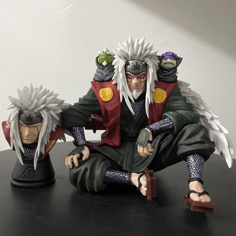 Anime Jiraiya Model with Two Heads GK Statue Toys PVC Figura Collection Action Figure Ornament 15cm Manga Figurine Gift for Fans