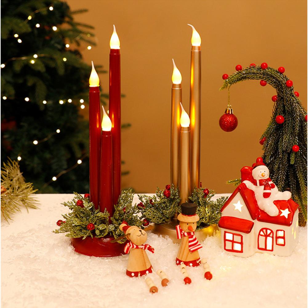 LED Flameless Candles for Home Decoration and Photo Props Designed for Christmas with and Safe Plastic Construction