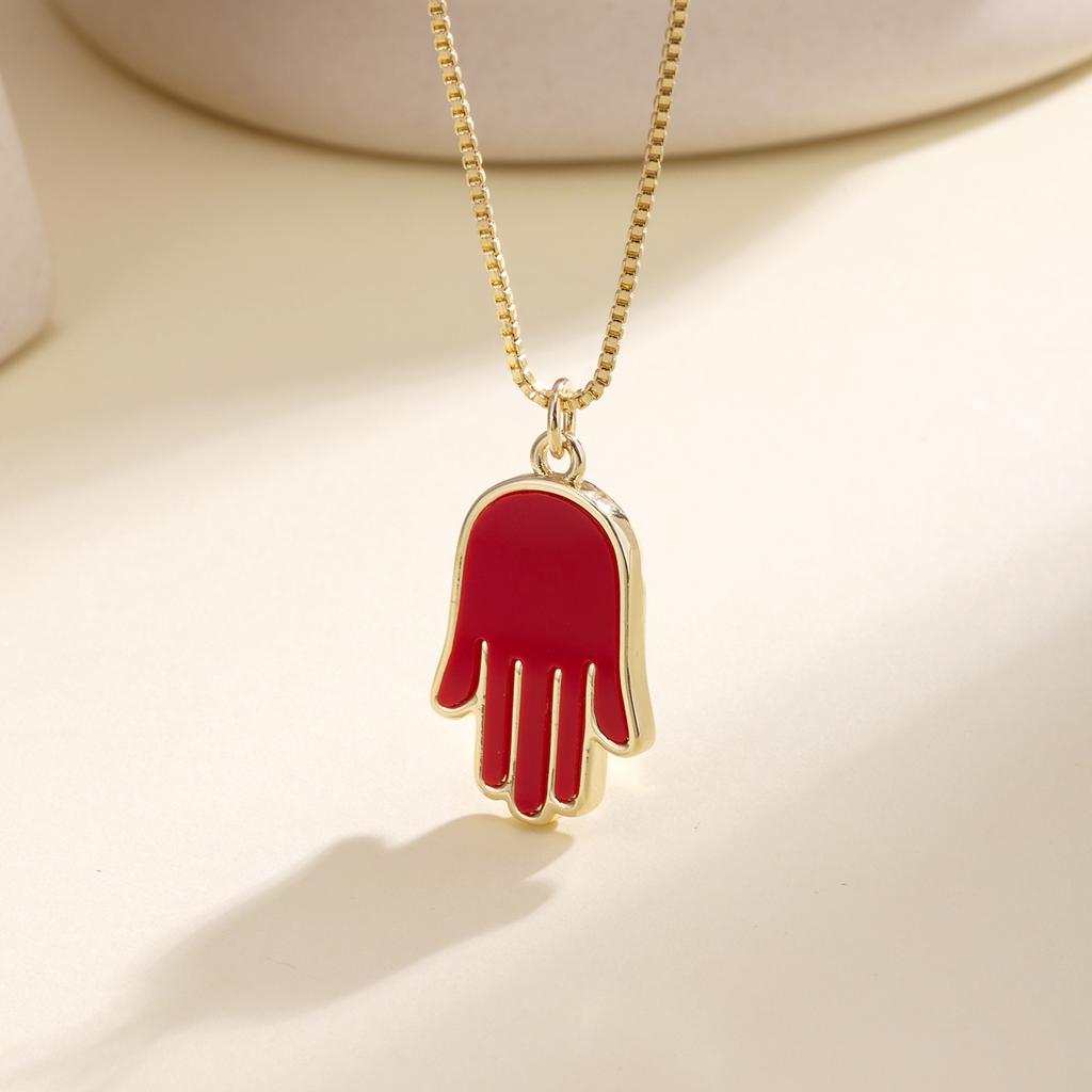 Nidin Fashion Necklace Hamsa Hand Pendant Enamel Turkish Evil Eye Lucky Amulet Palm Clavicle Chain Jewelry Gift For Women Men