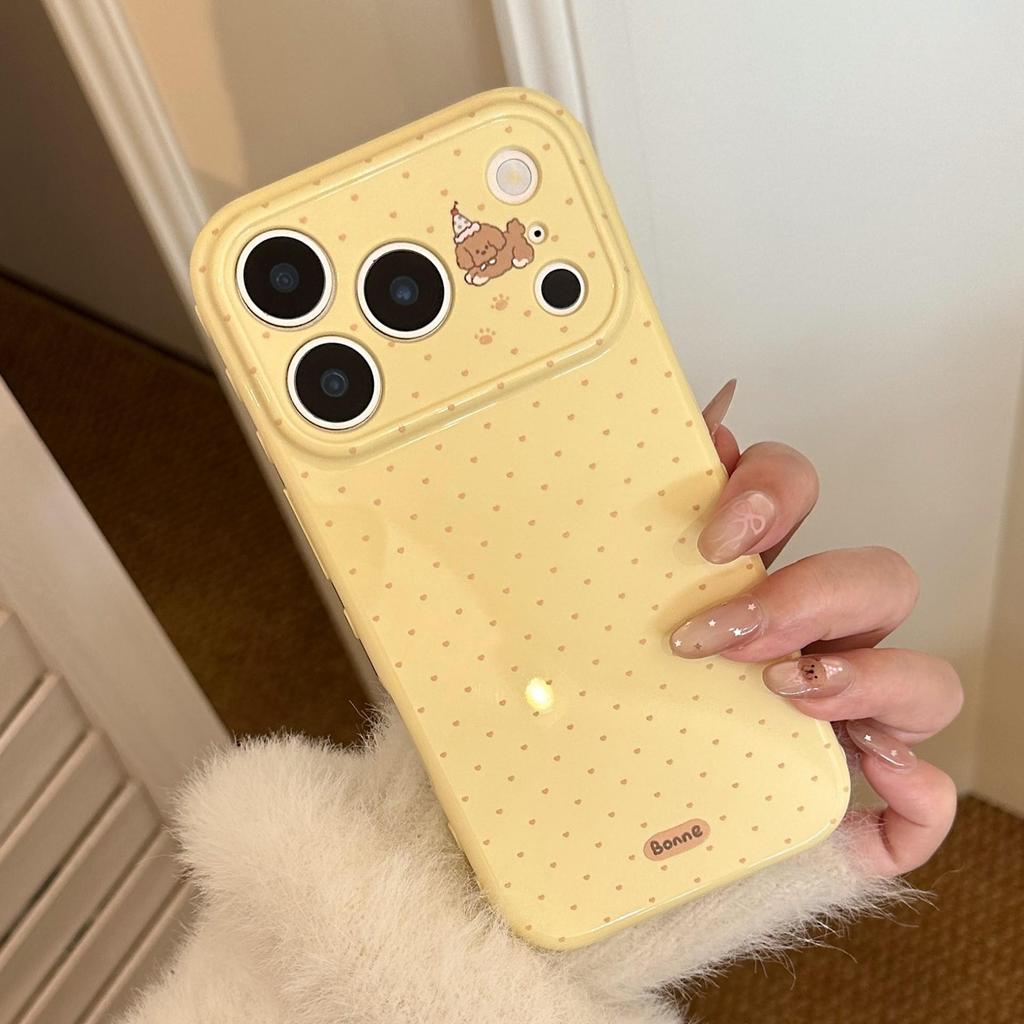 Cute Puppy Heart-Shaped Stand Phone Case for iPhone 16, iPhone 17, and iPhone 17 Pro Max