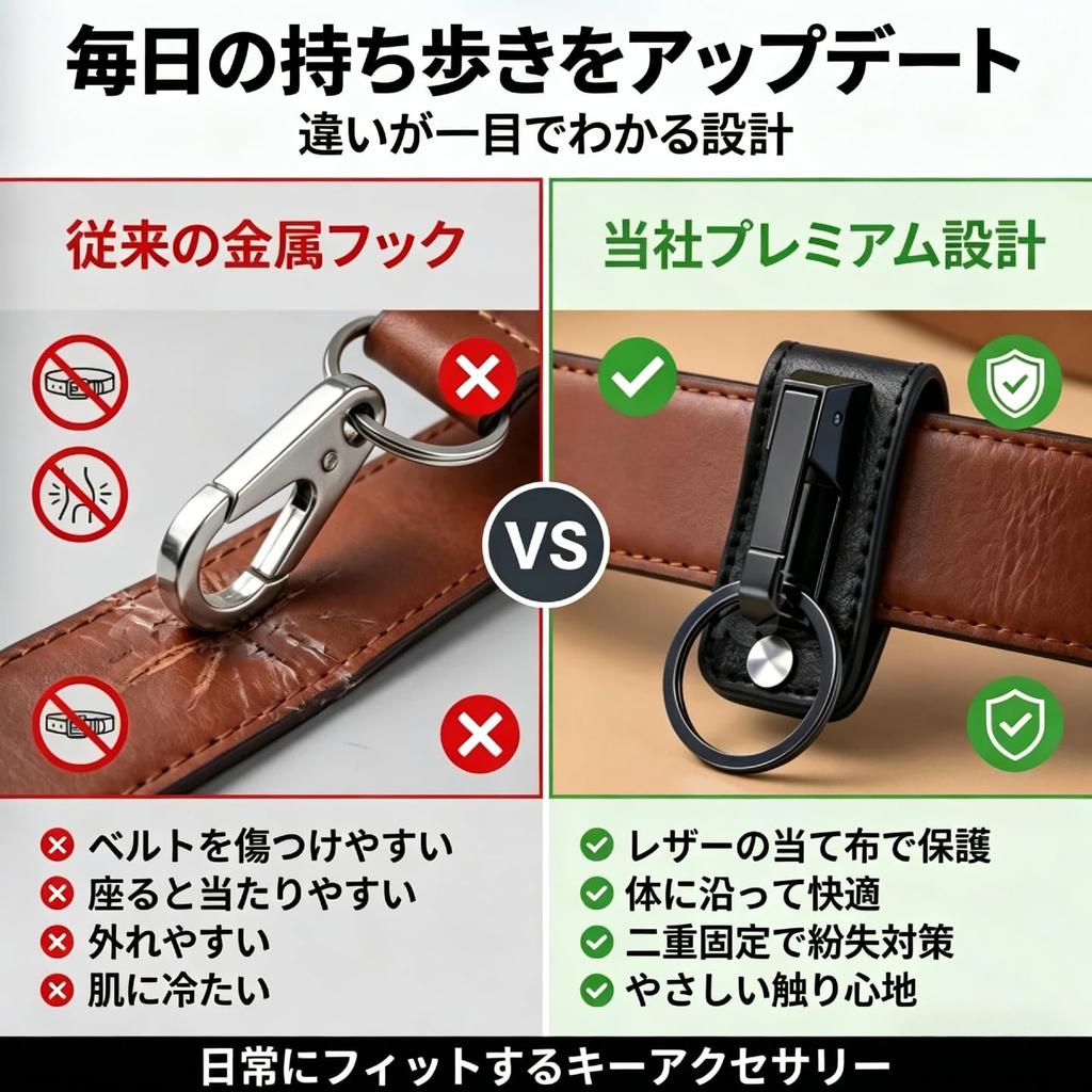 Belt Loop Keychain for Popular Car Key Ring with Smart Key Easy To Gift [Liangery] Men, Clip, Anti-Loss Keychain, Leather, Stylish, High-Quality,