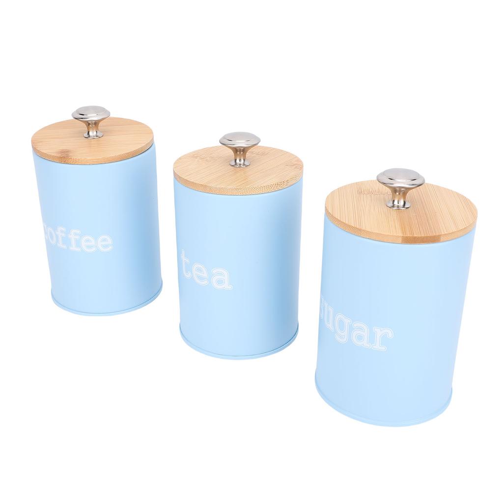 3pcs Storage Canister Multifunctional Airtight Iron Storage Jar with Lid for Tea Coffee Sugar