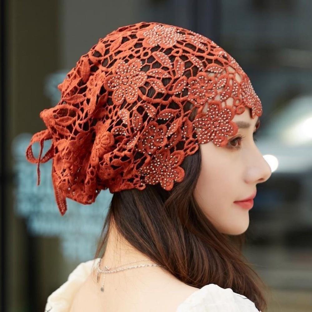 Flower Knit Beanies Single Layer Weave Cap Retro Crochet Hollow Knitted Hat  Outdoor