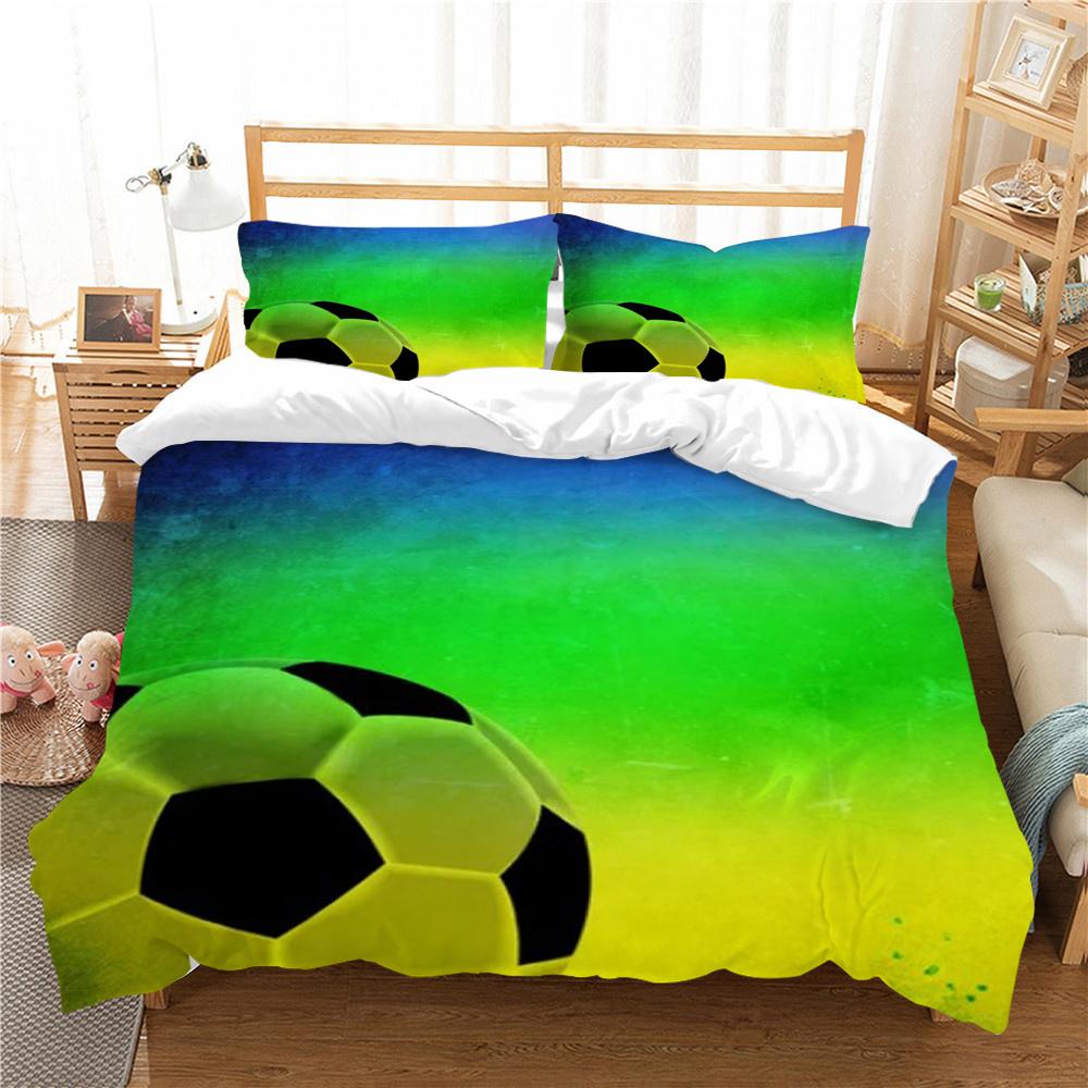 Garnitur Poszewek na Pościel z Nadrukiem 3D Piłki Nożnej Domowa Pościel Queen King Size Chłopiec Mężczyzna Nastolatek Dzieci Luksusowy Zestaw Poszewek na Kołdrę
