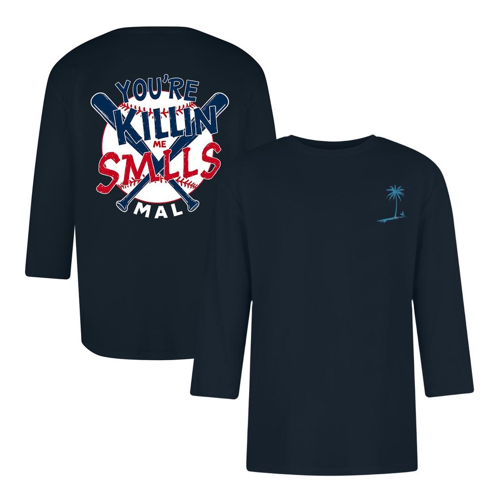 Men's Casual and Fashionable Printed Collar Three-quarter Sleeve Top T-shirt