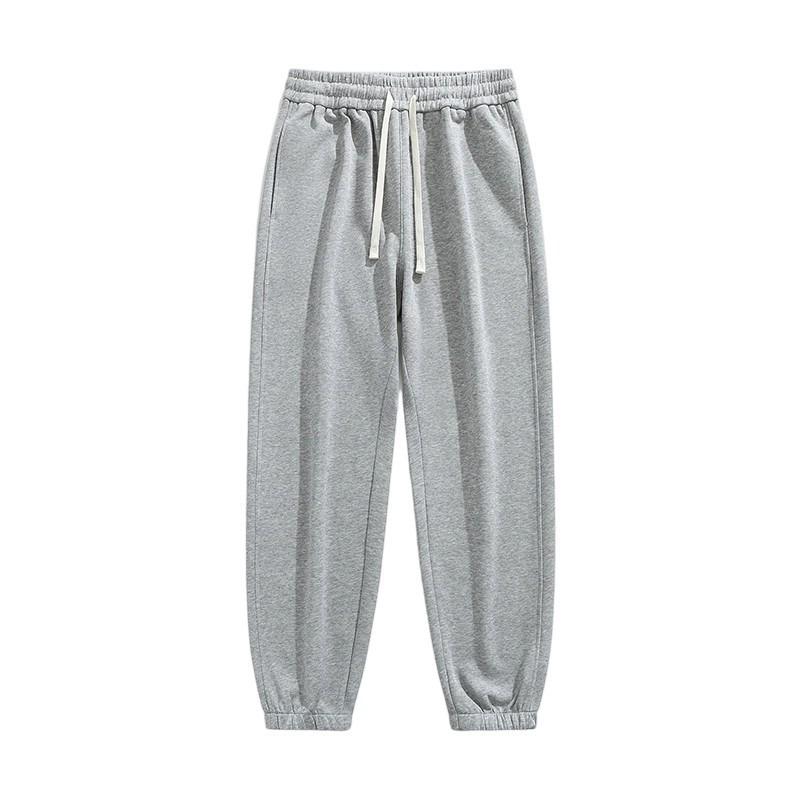 Men's Gray Heather Drawstring Joggers - Oversized Casual Streetwear Sweatpants with Elastic Cuffs