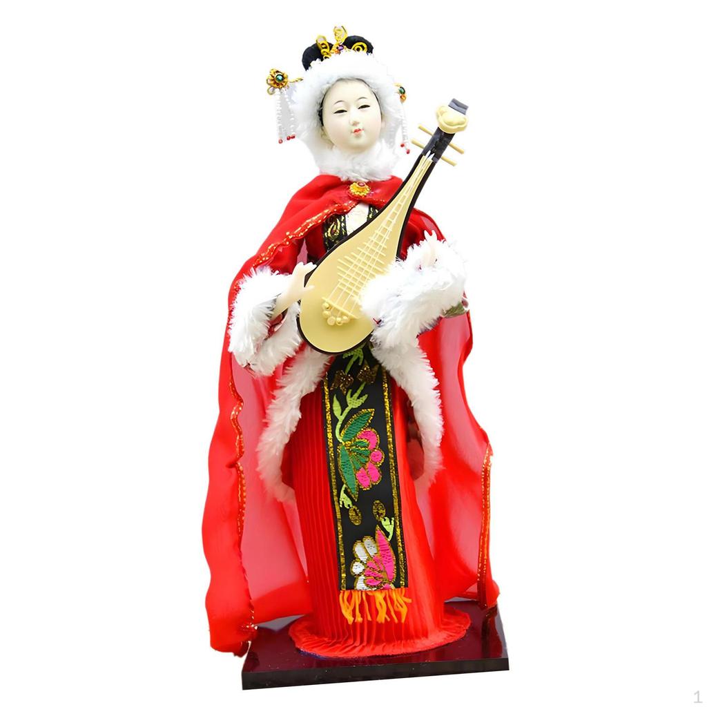30cm Handmade Chinese Silk Makeup Figurine, Traditional Decoration for Home, Office Or