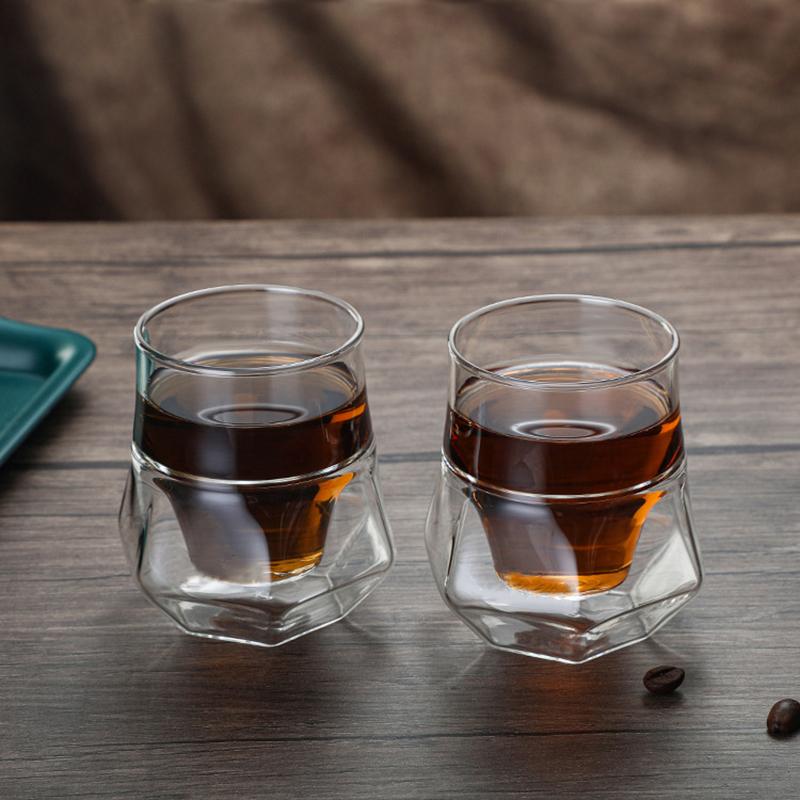 2/4/8 pezzi Tazza Espresso in Vetro a Doppia Parete 120/130ML Isolata Trasparente Bicchierini da Caffè per Espresso Set Tazze da Tè Latte Accessori per Caffè