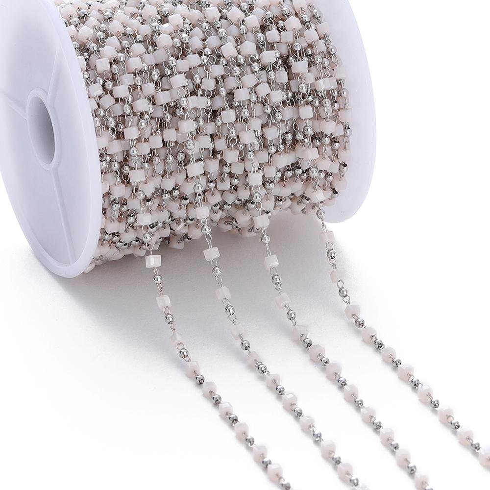 1Meter Colorful Cube Stone with Copper Beads Chains Necklace Chain for DIY Anklet Bracelets Handmade Jewelry Making Accessories