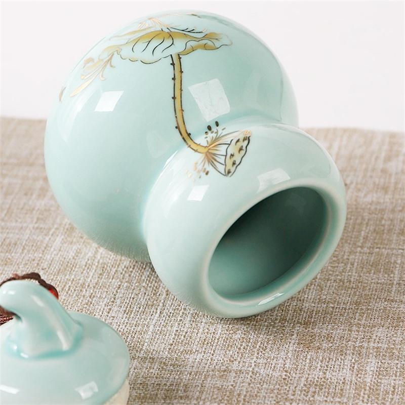 Resist fire dragon vintage gourd ceramic desktop ornaments lotus sealed moisture storage incense powder canisters tea canisters