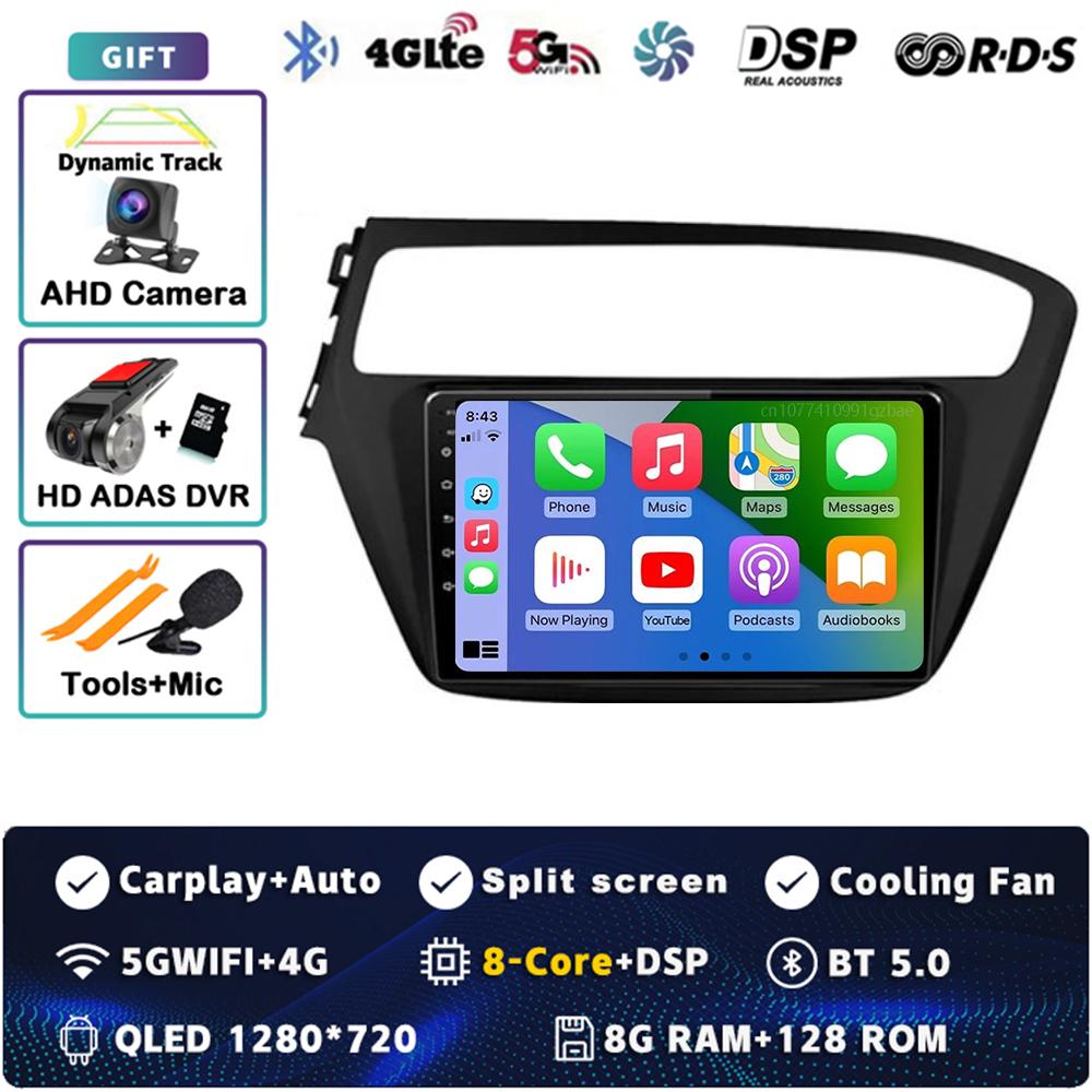 Android 14 Carplay Auto For Hyundai I20 2018 2019 Car Radio 4G WIFI Navigation Player Multimedia srereo 360 Camera GPS Video DSP