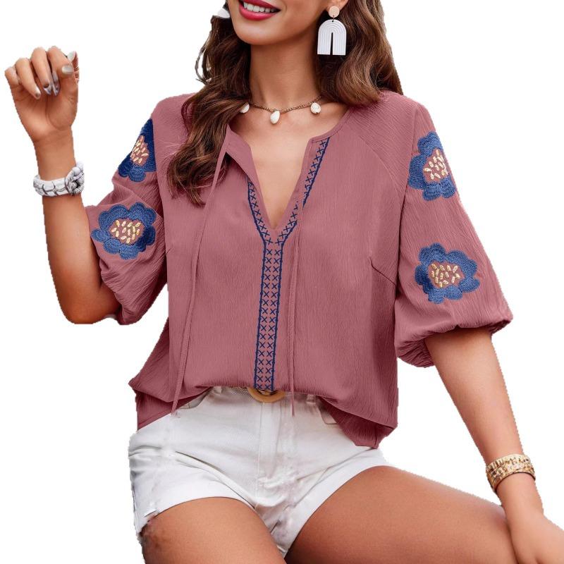 חולצות עגולות קצרות לאביב וקיץ, טופים רפויים לנשים