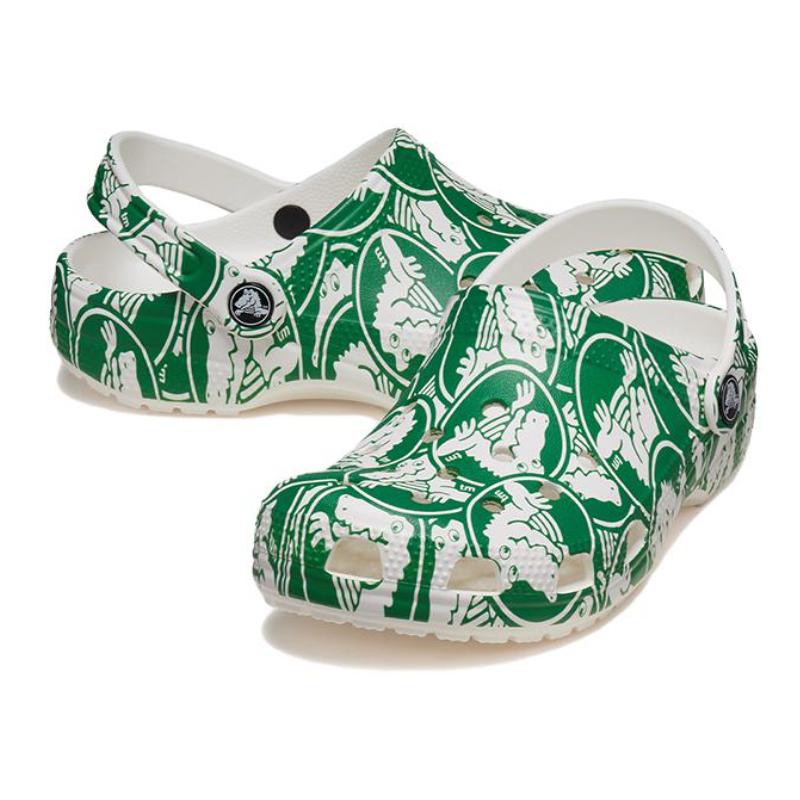 Crocs Resin Casual Fashion Children's Sandals White Green Children's Style