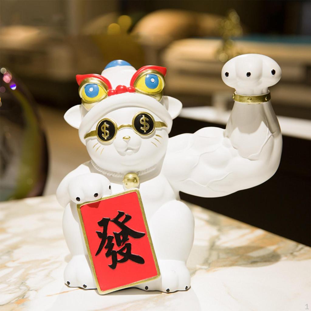 Figurine Craft ,Big Waving ,Feng Shui Resin Animal Sculpture for CNY Counter ,Sre Deskp Wealth