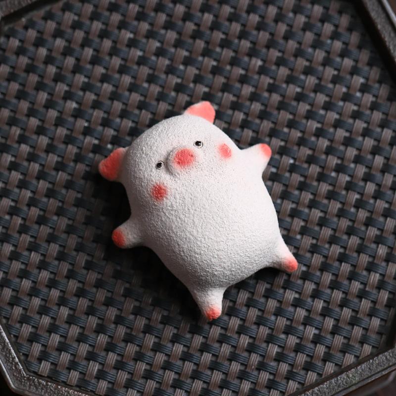 

Purple Clay Tea Pet Pig Ornament 12 Zodiac Animals Lying Flat Pig Cute Tea Play Desktop Decoration Tea Ceremony Accessories 5x5.3x2.5cm