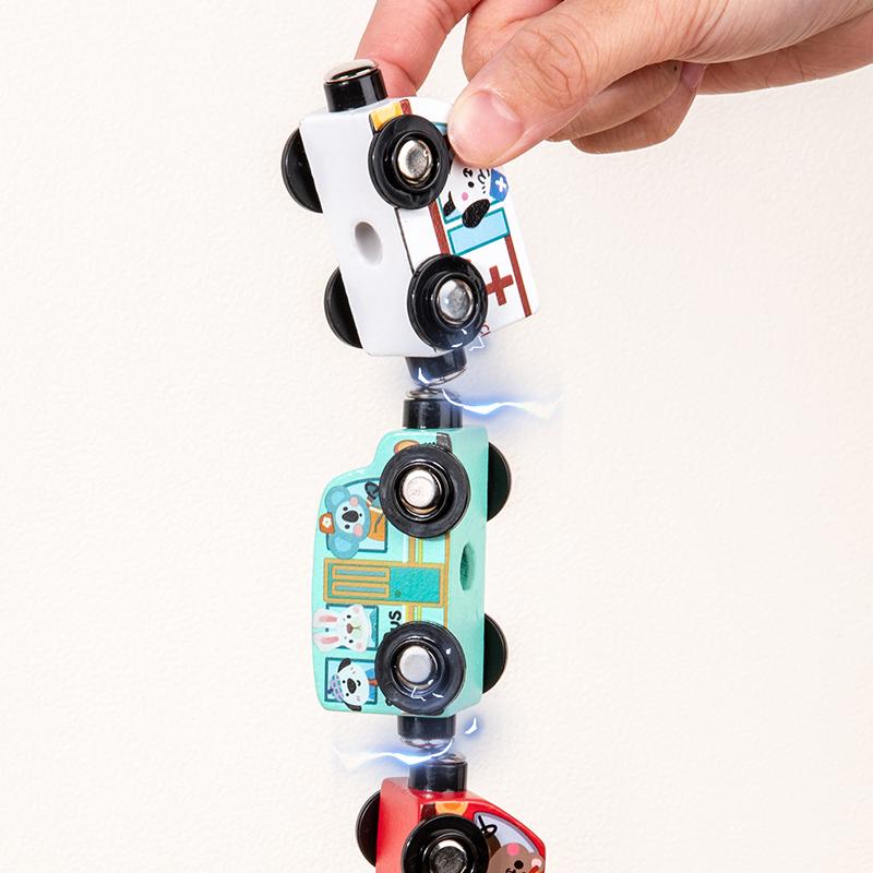 Montessori Magnetic Wooden Train Toys Early Educational Cognition Animal Toy Sorting Learning Teaching Car Cartoon Set For Kids