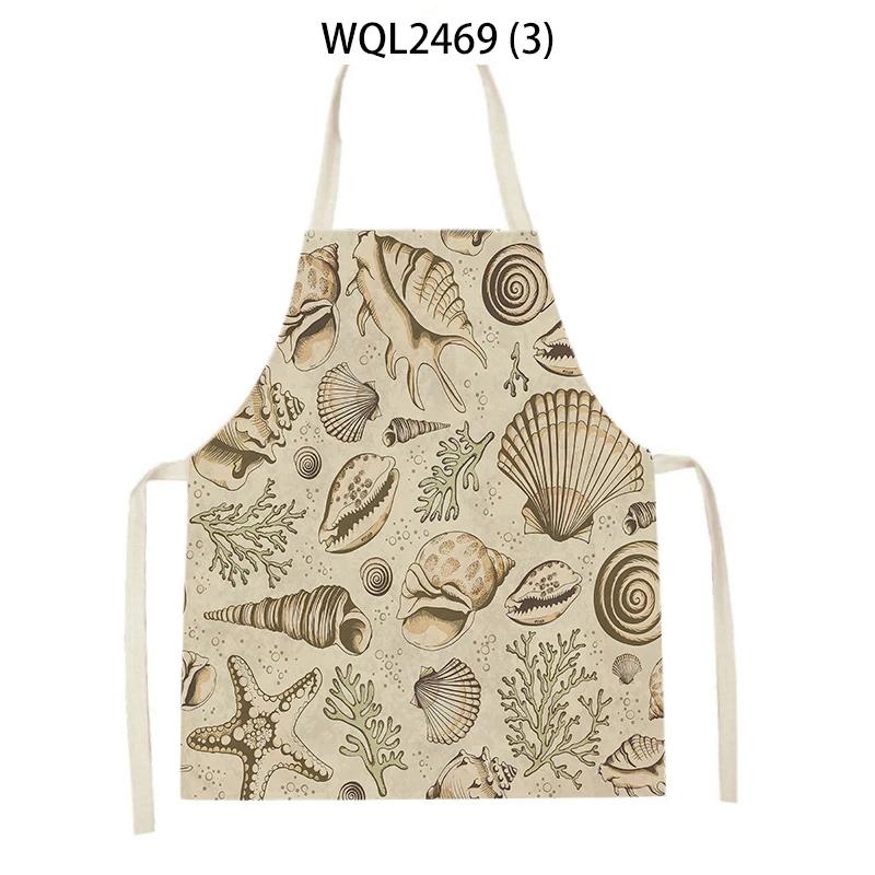 Creative Fish Conch Printed Kitchen Aprons for Women Men Home Cooking Baking Accessories Apron Adult Kids Sleeveless Apron