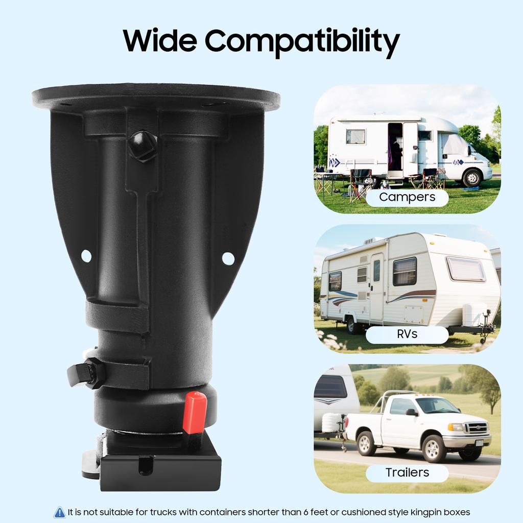 Heavy Duty C5G1216 Kingpin Adapter 20000lbs Capacity 12-16" Height Adjustable with Shock Absorption for Camper RV Trailer