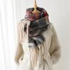 Rainbow Plaid Lines Imitation Cashmere Warm Shawl Scarf Autumn And Winter Fashion Versatile Fringed Commuter Scarf
