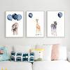 Cartoon Baby Leinwand Gemälde Blau Ballon Kunst Poster Zebra Elefanten Drucken Wand Bilder Zimmer Dekor