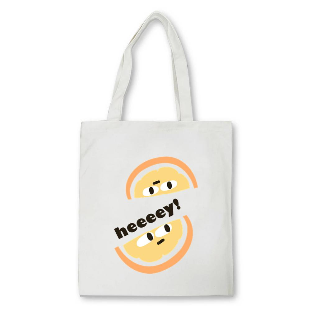 Fashion Kawaii Canvas Bag Summer Lemon Print Women Shoulder Bag White Large Capacity Reusable Shopper Bag Female Handbag