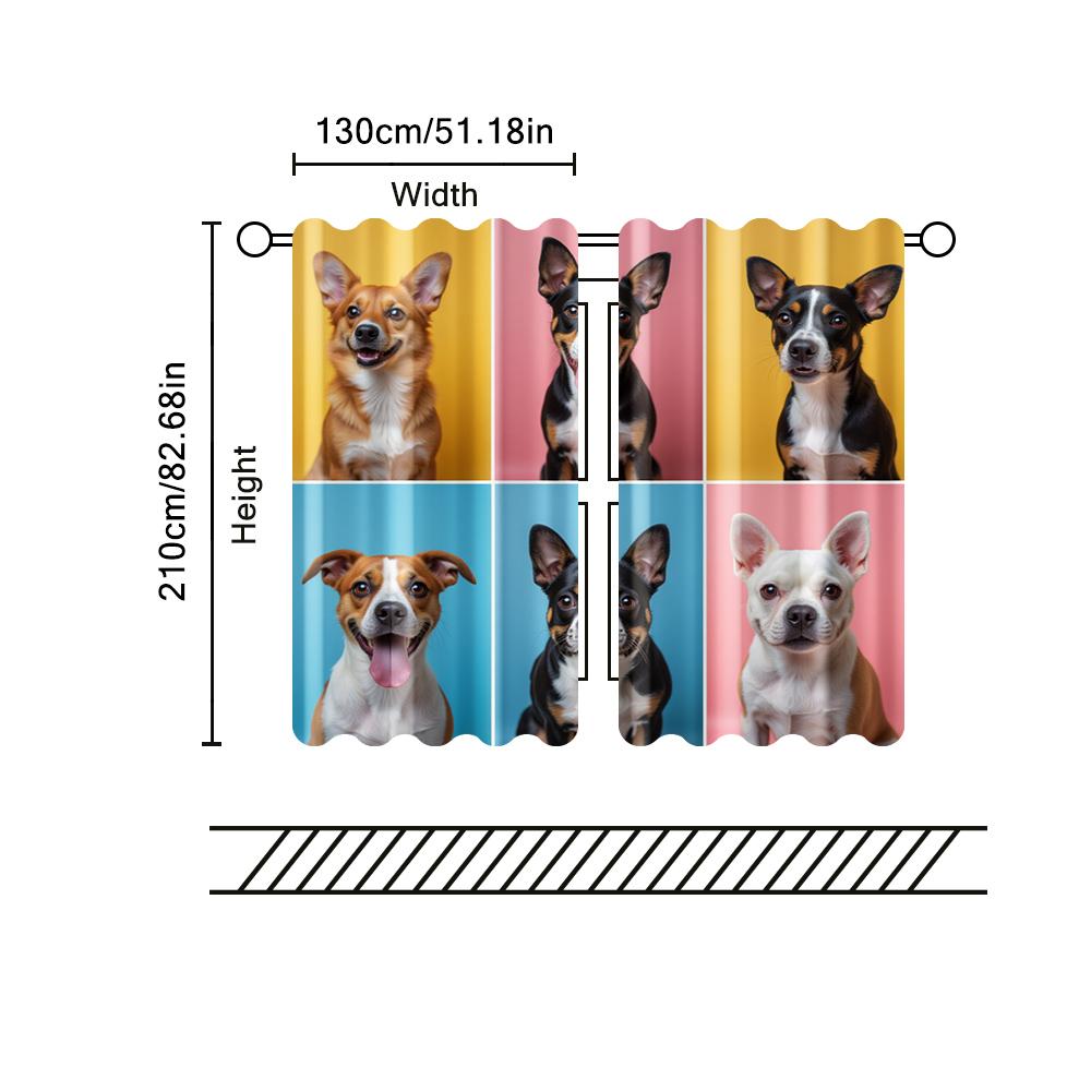 Set Of 2 Filtering Curtains Excluding Rods Non Movable Without Batteries Puppy Dog Themed Use Bedrooms Living Rooms Curtain For Great Room Made