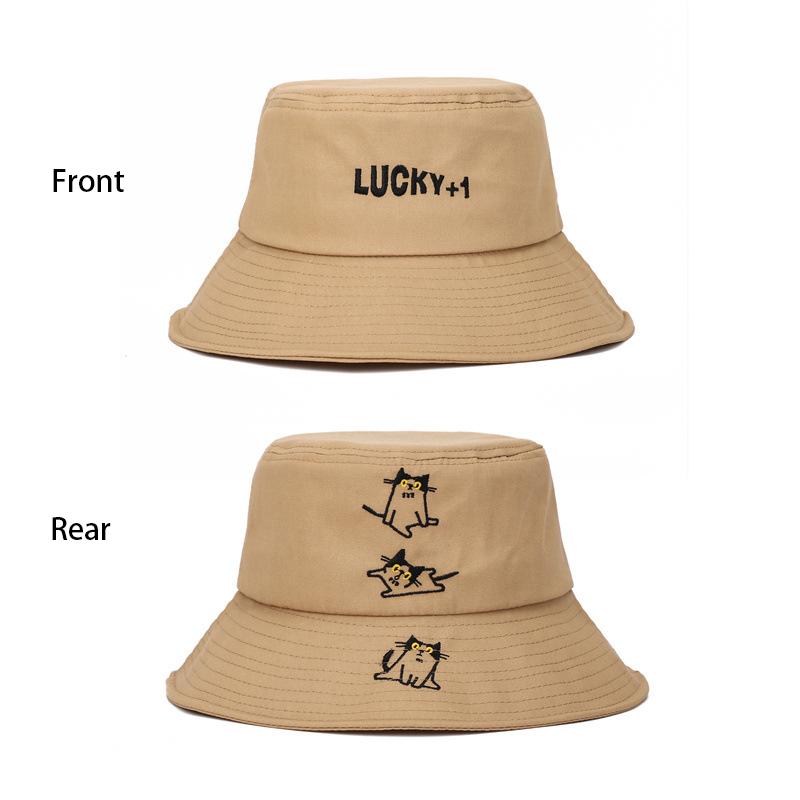 

Стиль Шляпа Универсальная Буква Вышивка Кошки Женская Солнцезащитная Шляпа Рыбака Кепки хаки