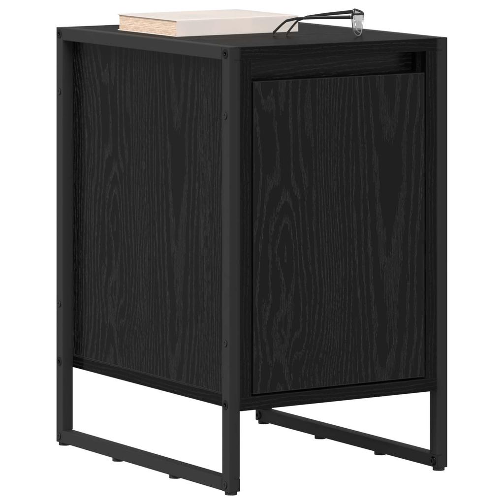 Nightstand Set of 2 Black Oak Effect 39.5 x 30 x 50 cm